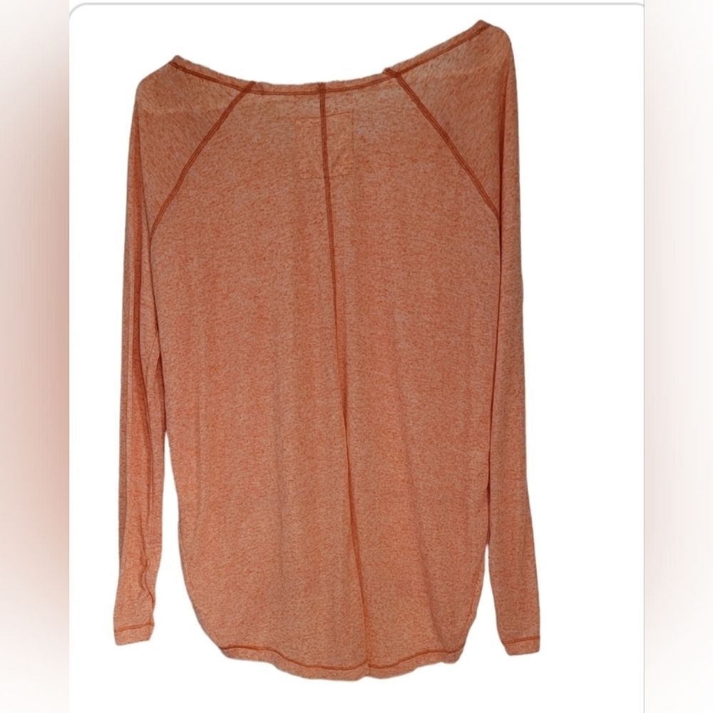 We the Free orange long sleeves top blouse size S boat neck light raw hem * - Picture 4 of 7